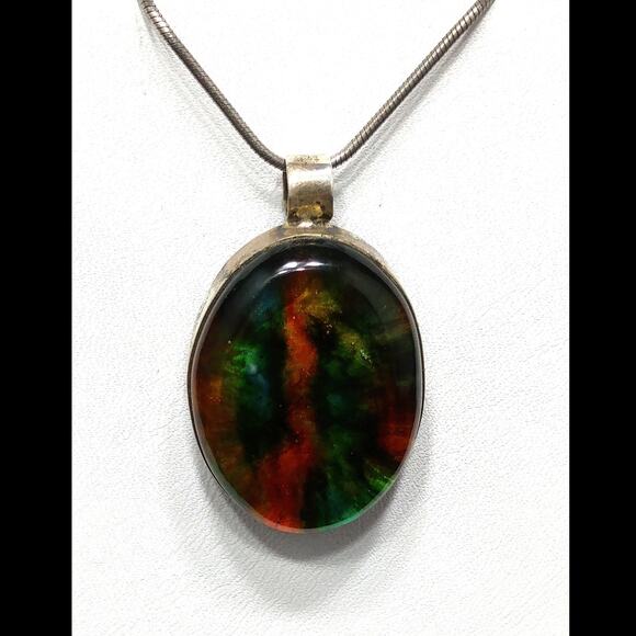 Vintage Italy Art Glass Pendant, Sterling Silver, 1970s Vintage Jewelry - Picture 10 of 10